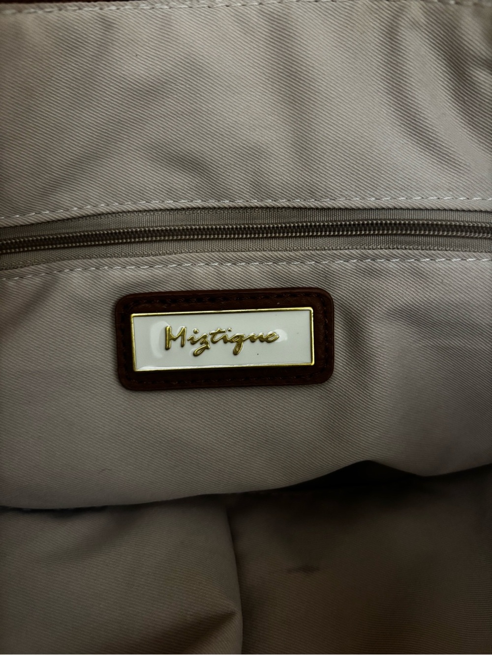 Miztique Brown Shoulder Tote with Gold Hardware - Picture 6 of 7